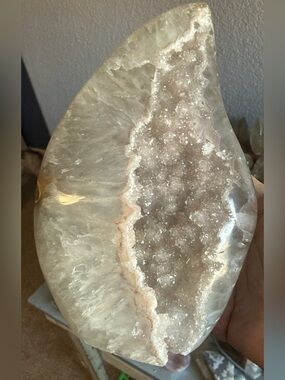 Natural Rainbow Amethyst Quartz Piece - Cream and Sparkling Silver Crystals